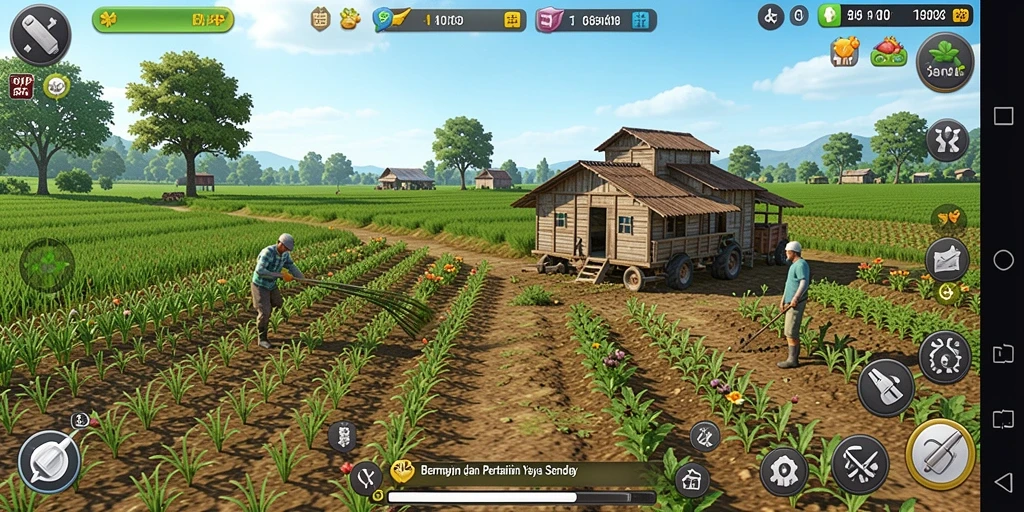 Tampilan gameplay 6SVIP dengan aktivitas bertani yang seru.