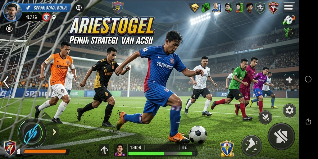 Screenshot ARIESTOGEL menunjukkan aksi seru pertandingan sepak bola.