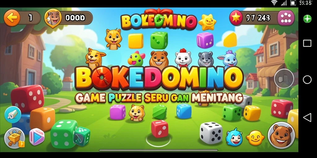 Tampilan gameplay BOKEDOMINO dengan tantangan puzzle yang menarik.