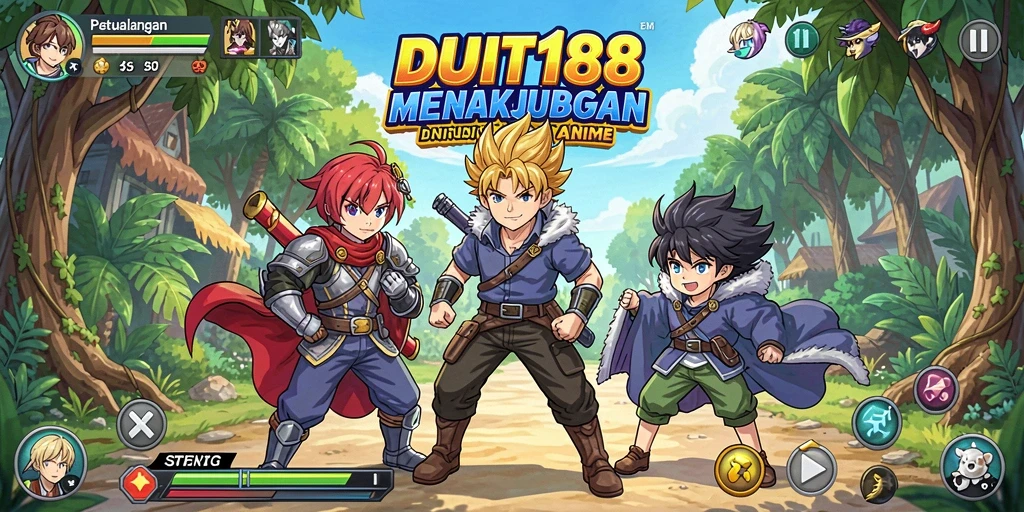 Tampilan gameplay <strong>DUIT188</strong> yang menakjubkan dengan karakter anime yang ikonik.
