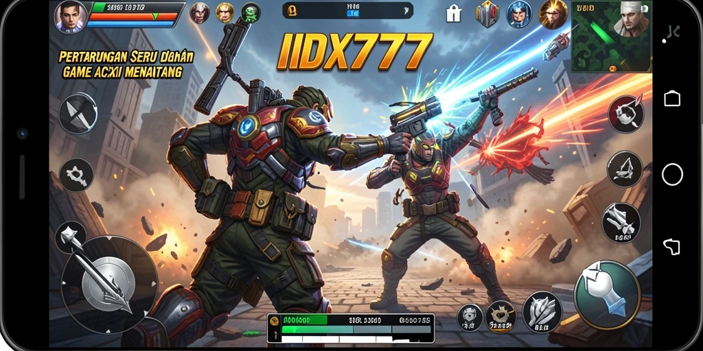 Tampilan gameplay intens dan pertarungan seru di IDX777.