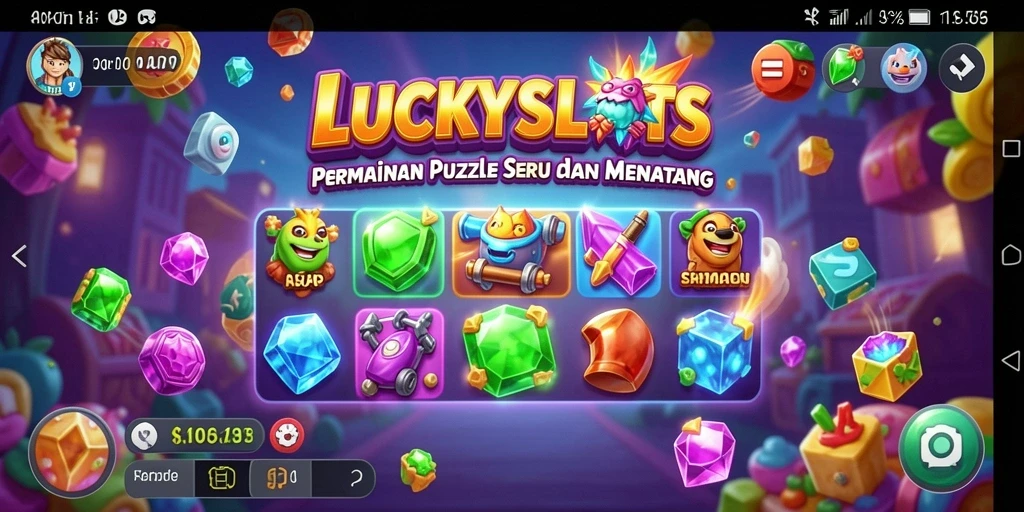 Tampilan gameplay LUCKYSLOTS dengan berbagai puzzle yang menantang.