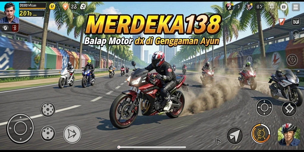 Tampilan mendebarkan dari balapan motor dalam MERDEKA138.