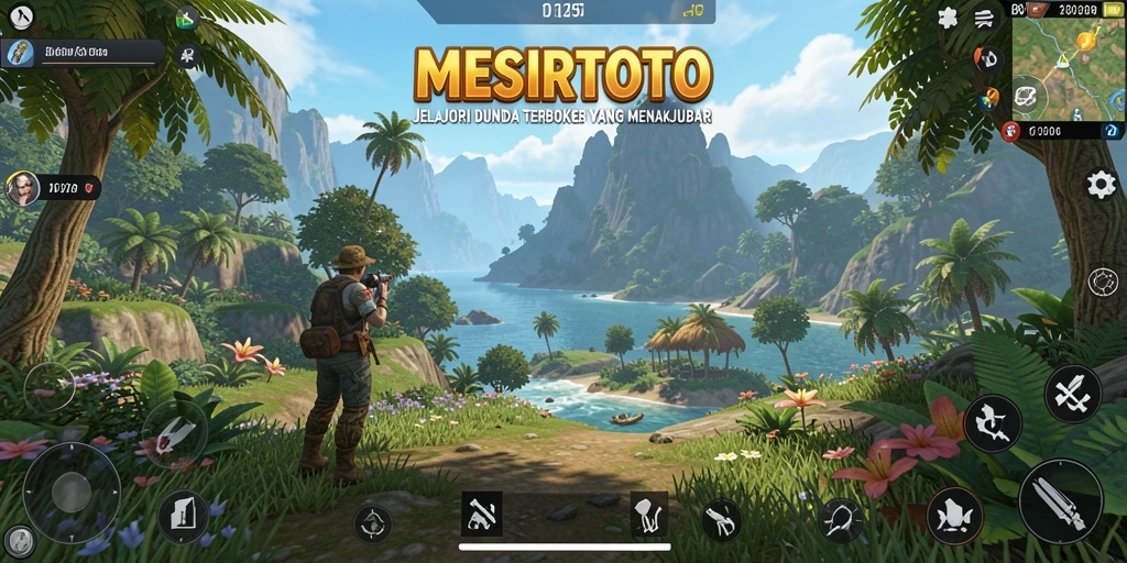 Screenshot gameplay Open World MESIRTOTO yang menampilkan eksplorasi yang mendalam.