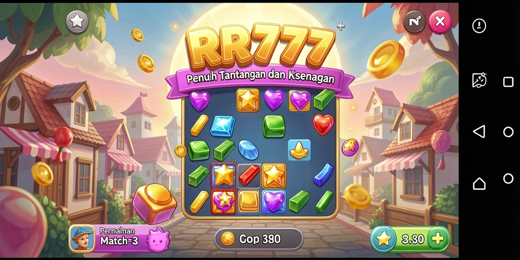 Screenshot gameplay RR777 menampilkan serunya menyusun buah-buahan.
