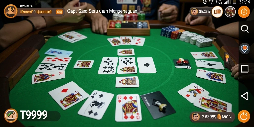 Screenshot T9999 menampilkan gameplay Gaple yang seru dan interaktif.